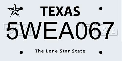5WEA067 Texas License Plate