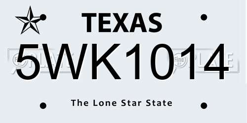5WK1014 Texas License Plate