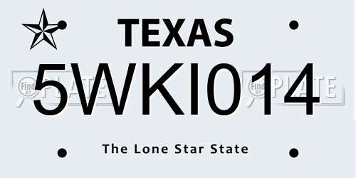 5WKI014 Texas License Plate