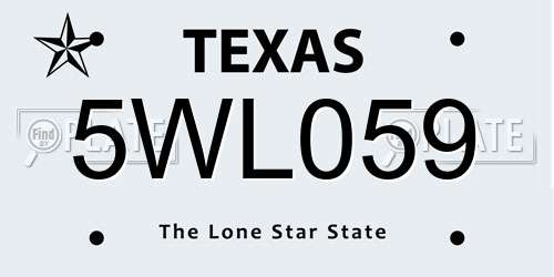 5WL059 Texas License Plate