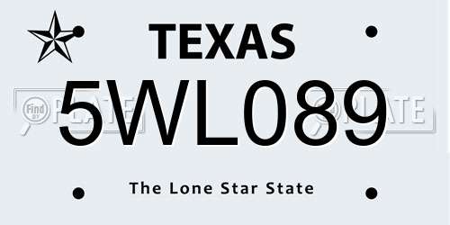 5WL089 Texas License Plate