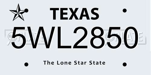 5WL2850 Texas License Plate