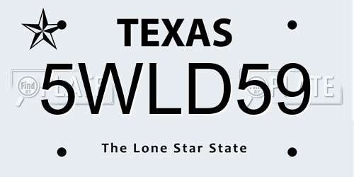 5WLD59 Texas License Plate