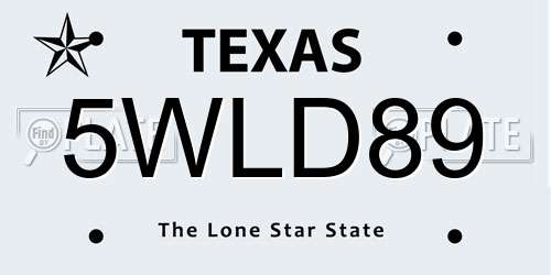 5WLD89 Texas License Plate