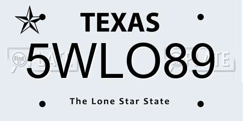 5WLO89 Texas License Plate
