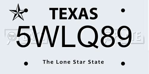 5WLQ89 Texas License Plate