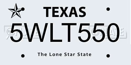 5WLT550 Texas License Plate