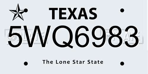 5WQ6983 Texas License Plate