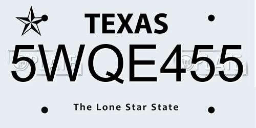 5WQE455 Texas License Plate