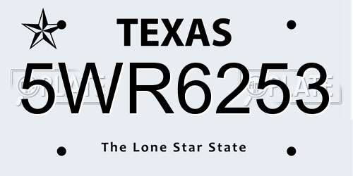 5WR6253 Texas License Plate