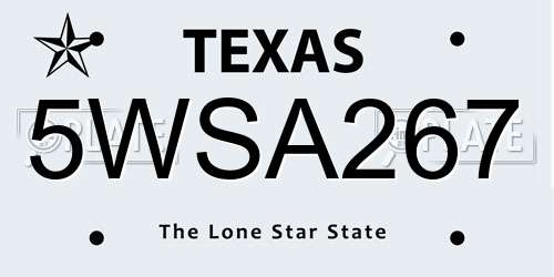 5WSA267 Texas License Plate