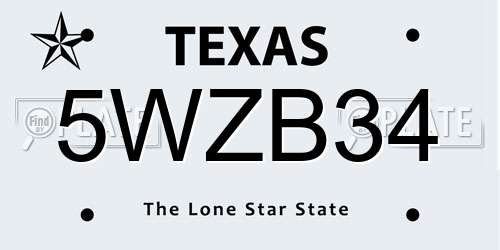 5WZB34 Texas License Plate