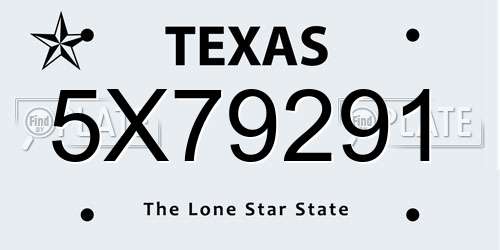 5X79291 Texas License Plate
