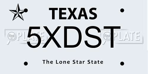 5XDST Texas License Plate