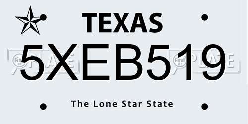 5XEB519 Texas License Plate