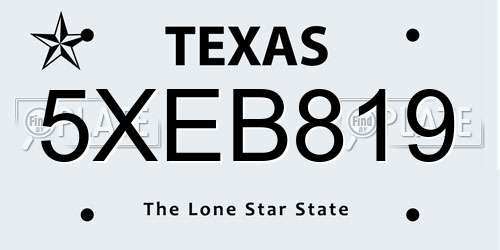 5XEB819 Texas License Plate