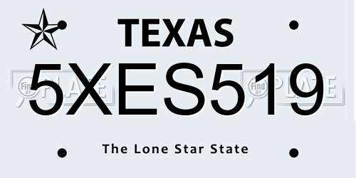 5XES519 Texas License Plate