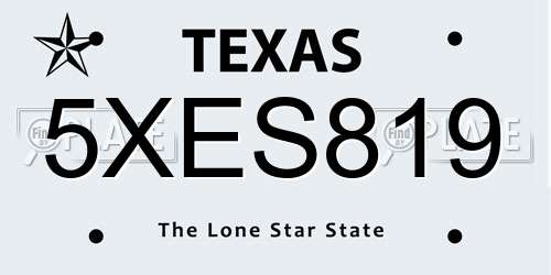 5XES819 Texas License Plate