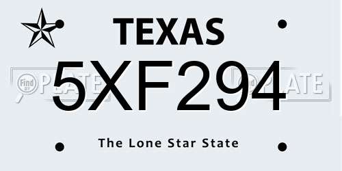 5XF294 Texas License Plate