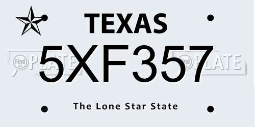 5XF357 Texas License Plate