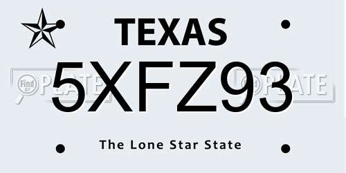 5XFZ93 Texas License Plate