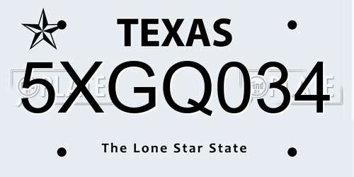 5XGQ034 Texas License Plate