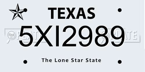 5XI2989 Texas License Plate