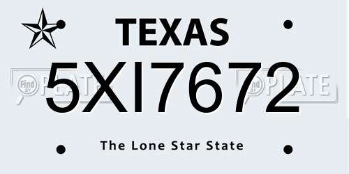 5XI7672 Texas License Plate
