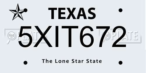 5XIT672 Texas License Plate