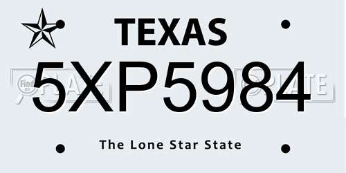 5XP5984 Texas License Plate