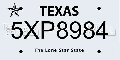 5XP8984 Texas License Plate
