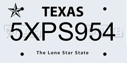 5XPS954 Texas License Plate