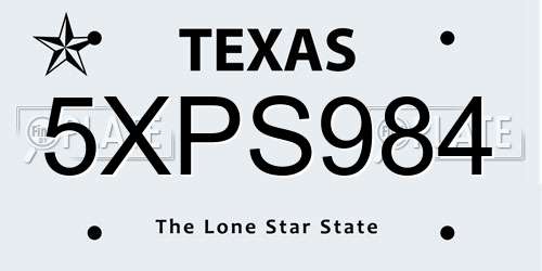 5XPS984 Texas License Plate