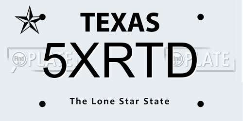 5XRTD Texas License Plate