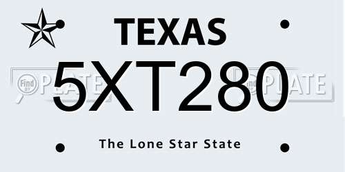 5XT280 Texas License Plate