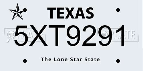 5XT9291 Texas License Plate