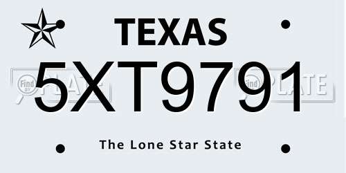 5XT9791 Texas License Plate
