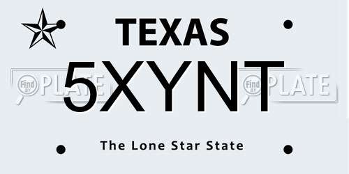 5XYNT Texas License Plate