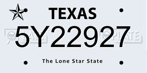 5Y22927 Texas License Plate