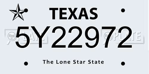 5Y22972 Texas License Plate