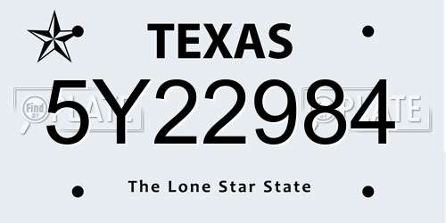 5Y22984 Texas License Plate