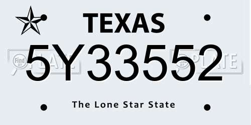 5Y33552 Texas License Plate