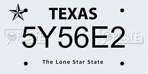 5Y56E2 Texas License Plate