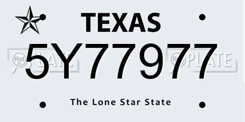 5Y77977 Texas License Plate