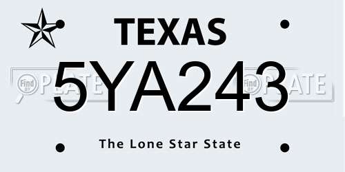 5YA243 Texas License Plate
