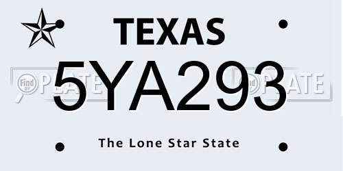 5YA293 Texas License Plate