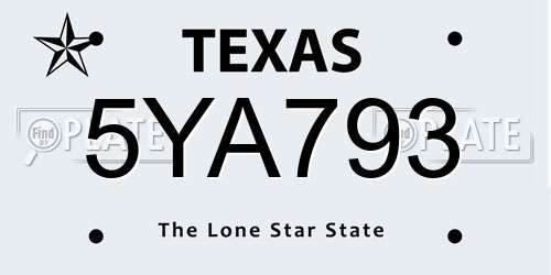 5YA793 Texas License Plate