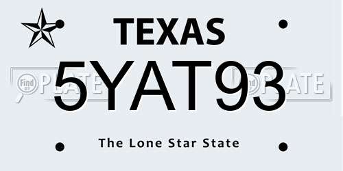 5YAT93 Texas License Plate