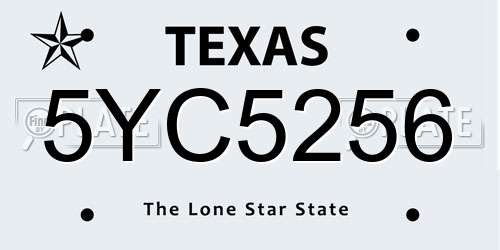 5YC5256 Texas License Plate