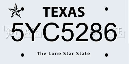5YC5286 Texas License Plate